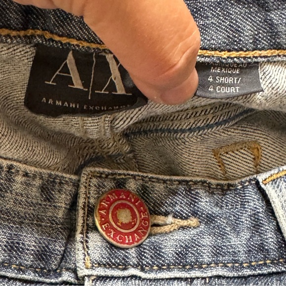 ARMANI EXCHANGE J57 Straight Classic Blue Women's Distressed Jeans Size 4S GUC - Picture 2 of 16